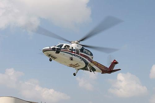 Trauma Hawk helicopter flying in air